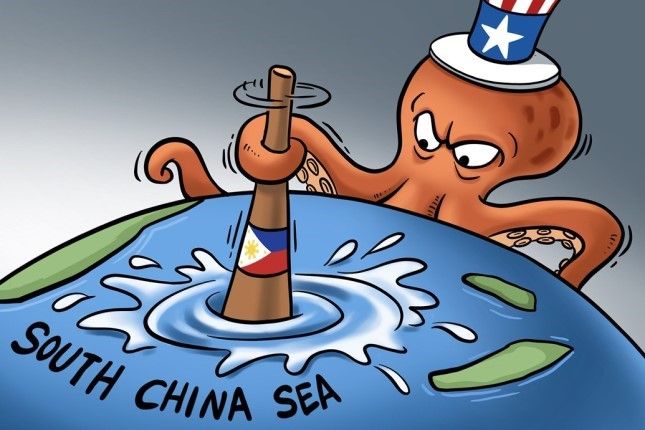 Китайская карикатура на роль Манилы в американских комбинациях