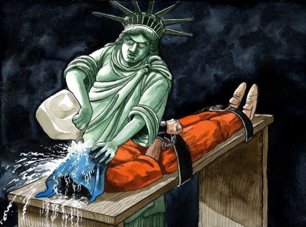 ЦРУ. Карикатура на «пытки водой»