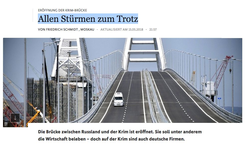 Frankfurter Allgemeine Zeitung пишет про Крымский мост