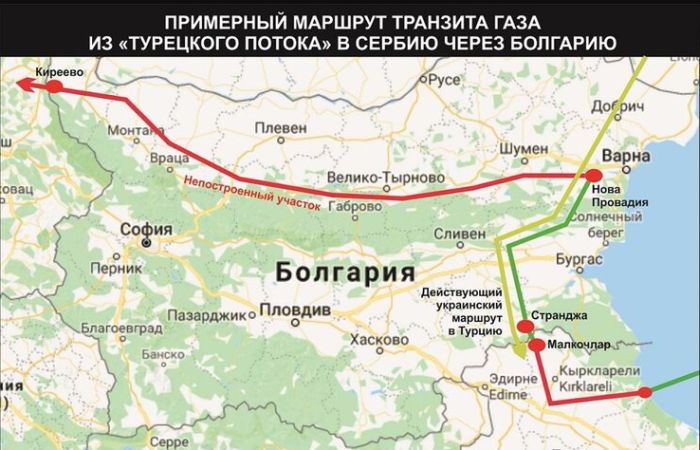 Примерный маршрут российского природного газа из 