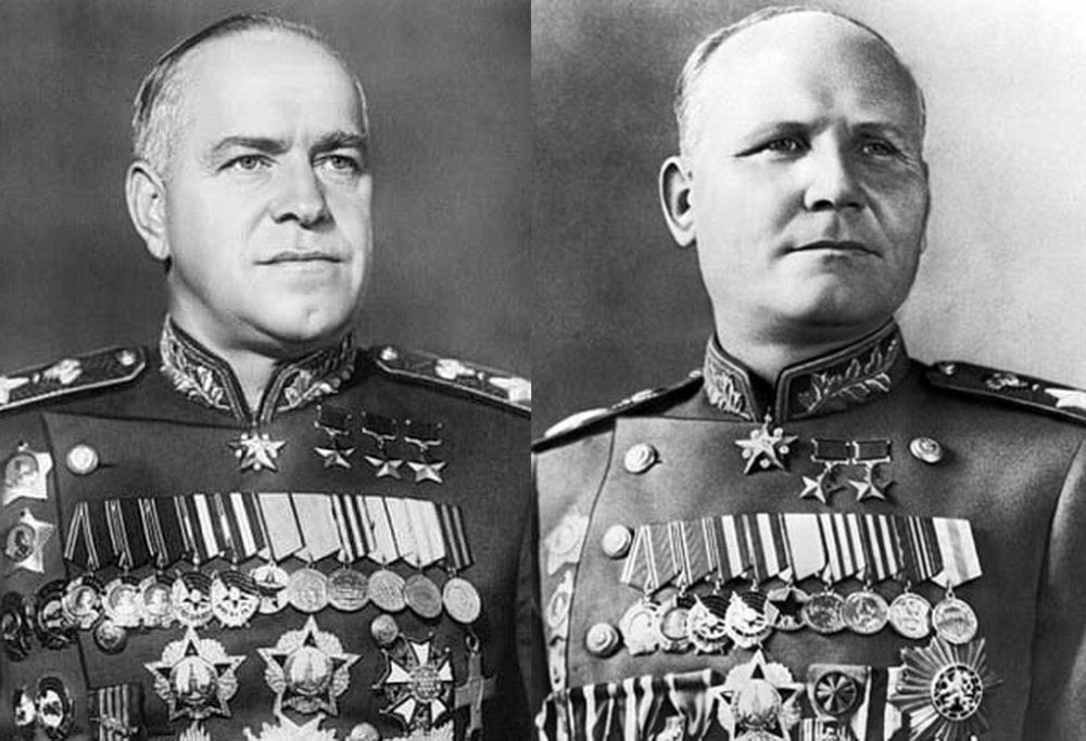 Конев командующий украинским фронтом. Маршал Конев 1945. Жуков 1945 командующий.