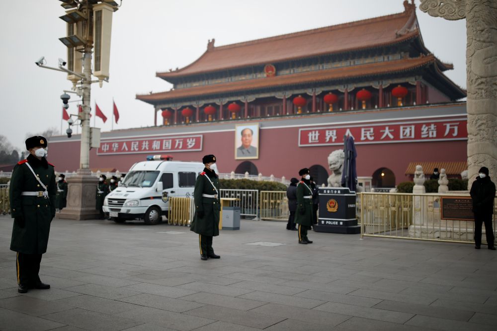 Площадь Тяньаньмэнь в столице Китая Пекине. 