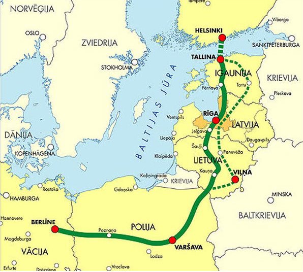 Маршрут должен пройти через Берлин, Варшаву, Вильнюс, Каунас, Ригу и Таллин.