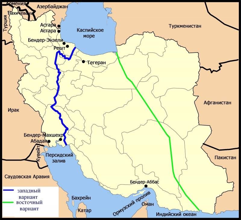Проекты каналов от Каспия до Персидского залива и Индийского океана