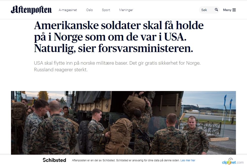 Aftenposten: ВС США располагаются в Норвегии как у себя дома