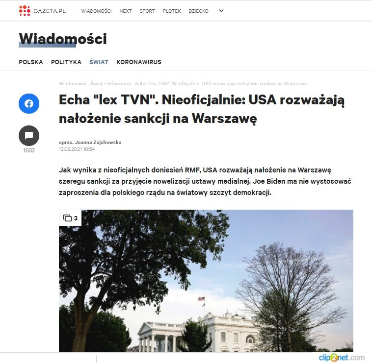 Gazeta.pl: США рассматривают варианты санкций против Варшавы