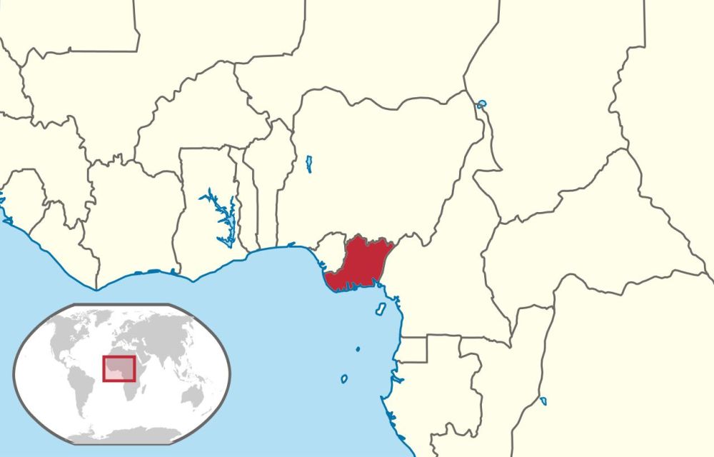 Территория Биафры на карте Западной Африки
