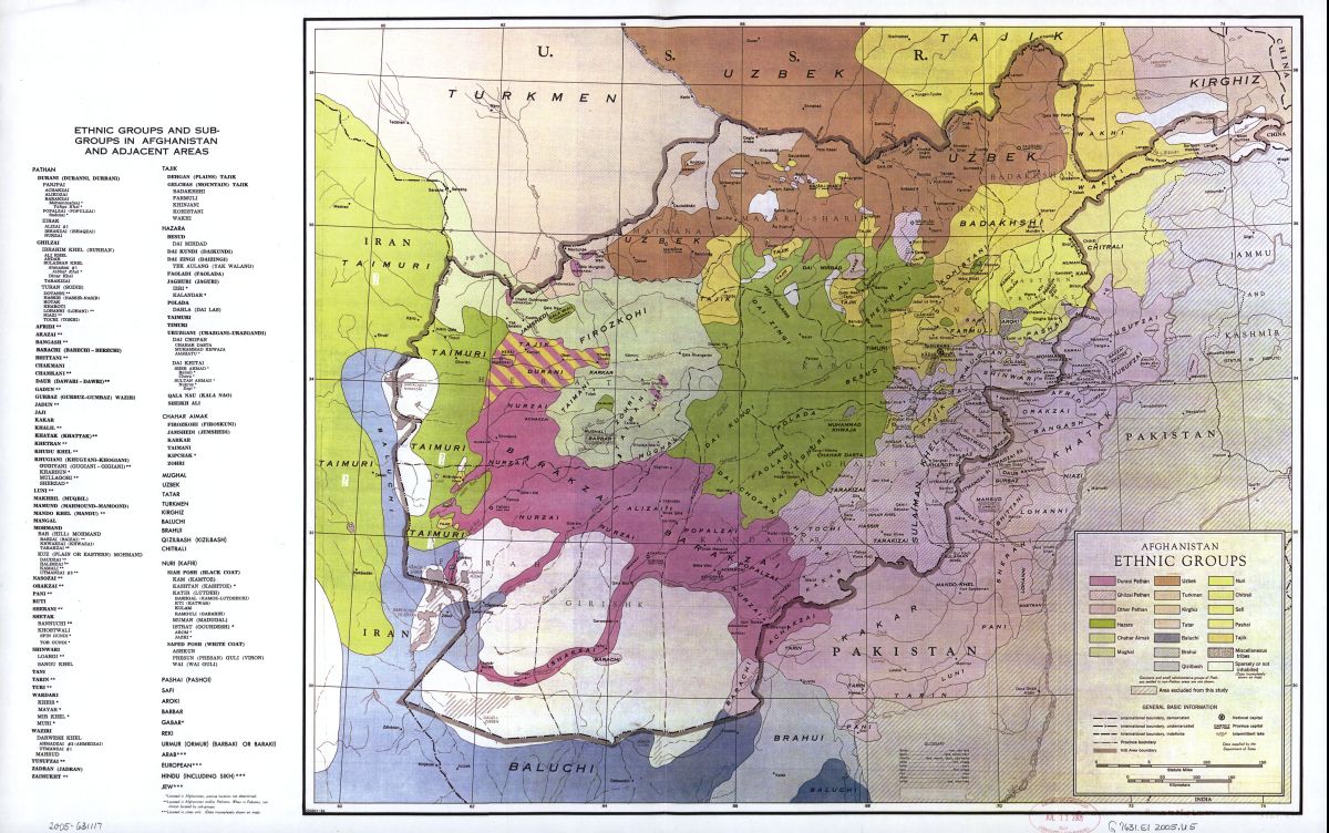 Этническая карта Афганистана и сопредельных территорий