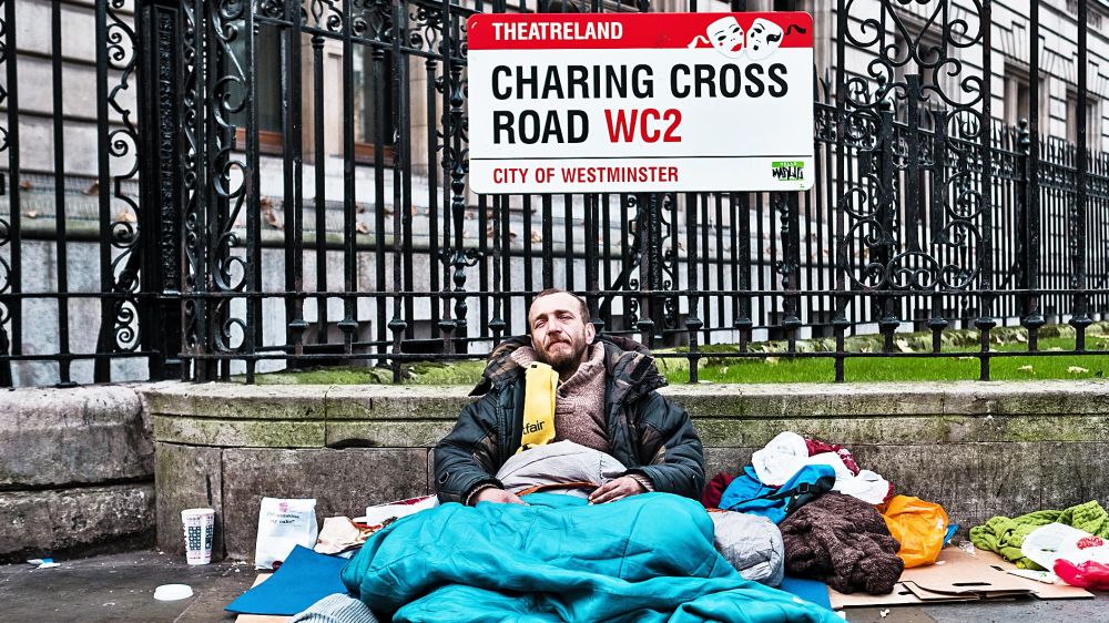 Бездомный в Лондоне