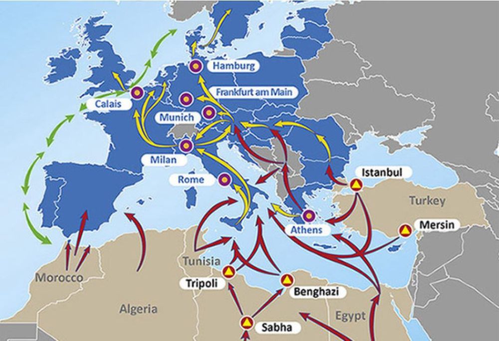 Миграционные потоки в сторону Европы