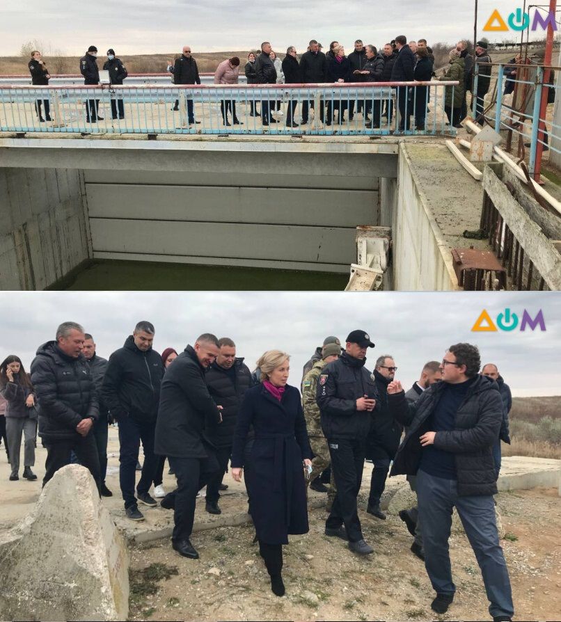 Министр Ирина Верещук на новой дамбе Северо-Крымского канала