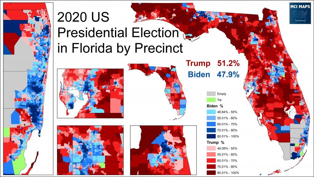 Электоральная карта Флориды 2020 года