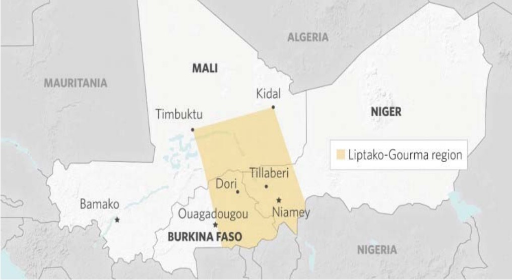 Регион Липтако-Гурма на карте Западной Африки