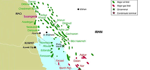 Основные нефтегазовые ресурсы Ирана (на конец 2010-х гг.)