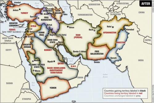 Границы Ближнего Востока согласно Петерсу