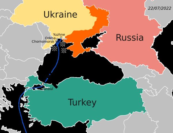 По условиям Стамбульского соглашения в Чёрном море был организован безопасный коридор из портов Черноморска (Ильичевска), Одессы и порта Южный до пролива Босфор для транспортировки зерна, сопутствующих продуктов питания и удобрений