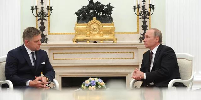 Р. Фицо и В. Путин в Кремле