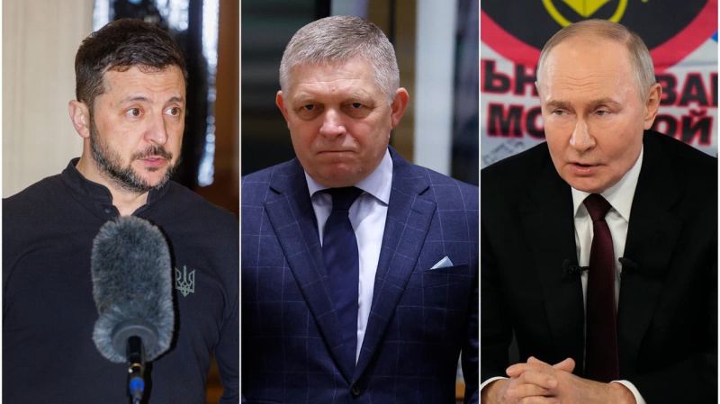 В. Зеленский, Р. Фицо, В. Путин