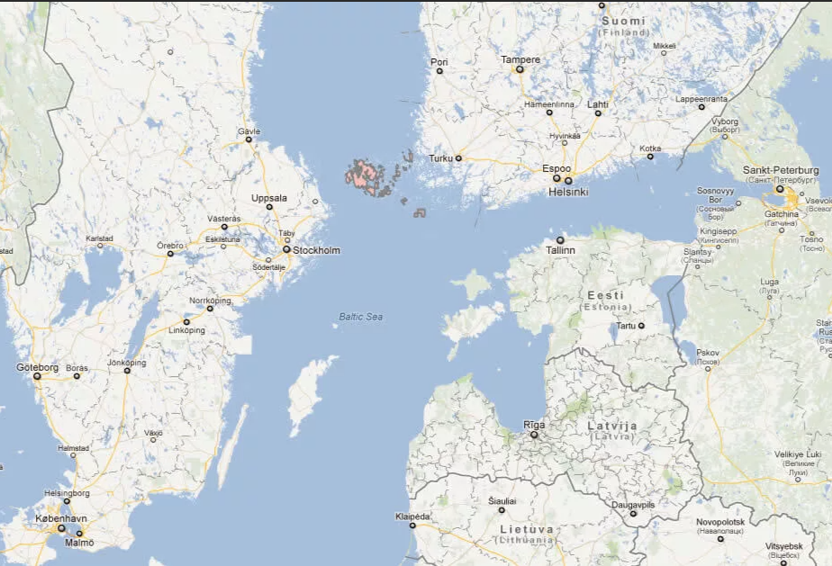 Аландские острова на карте Балтики