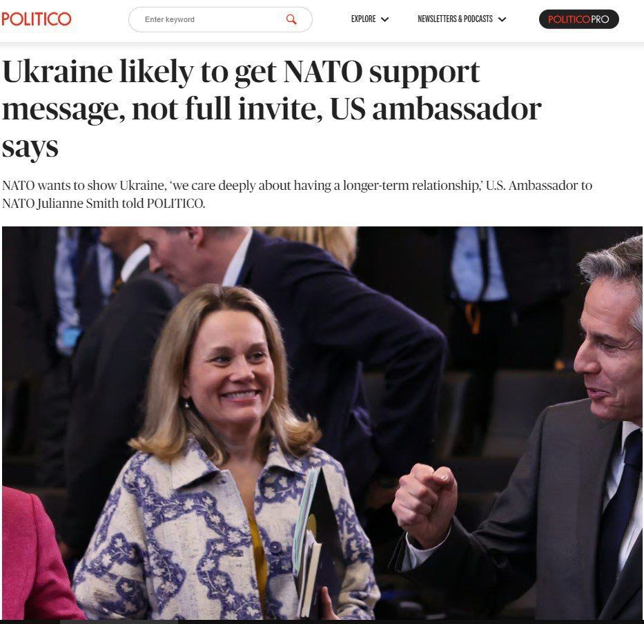 Julianne Smith: Es ist unwahrscheinlich, dass die Ukraine eine Einladung zum NATO-Beitritt erhält