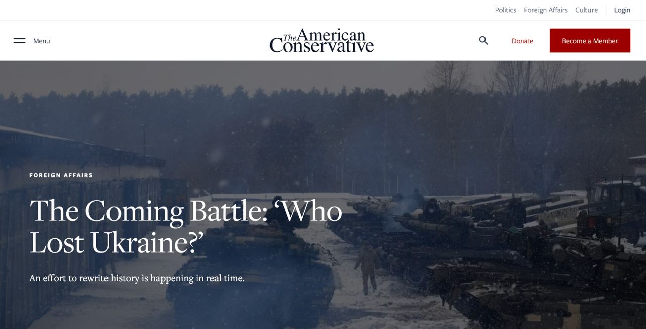 В июне издание Atlantic опубликовало заглавную статью Энн Эплбаум (Anne Applebaum) и Джеффри Голдберга (Jeffery Goldberg), которые утверждают: «Будущее демократического мира зависит от того, сумеют ли вооружённые силы Украины сдвинуться с мёртвой точки в конфликте с Россией и обратить её в бегство, может быть, даже из Крыма».