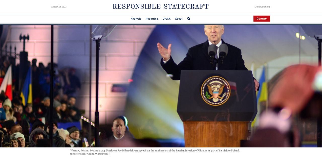 Responsible Statecraft: утратить лицо в украинском конфликте – вот чего опасаются США