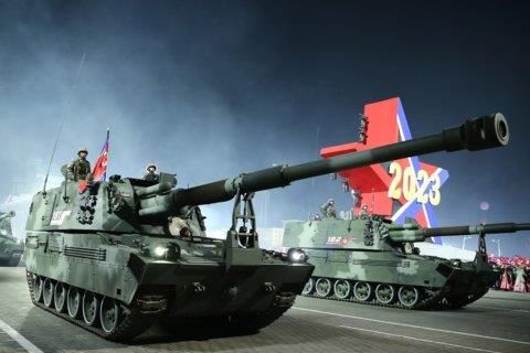 Северокорейская САУ Koksan M2018 на параде в Пхеньяне