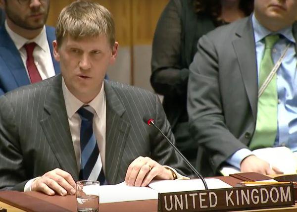 Заседание Совета Безопасности ООН, британский представитель оглашает бездоказательные обвинения и рассказывает байки