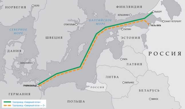 Маршрут будущего газопровода «Северный поток-2».