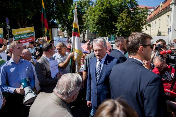 Президент Литвы Гитанас Науседа на митинге против БелАЭС
