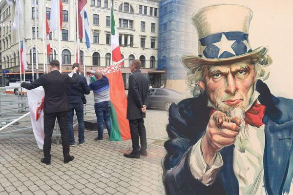 Флаг Белоруссии в Риге снимали под руководством посольства США