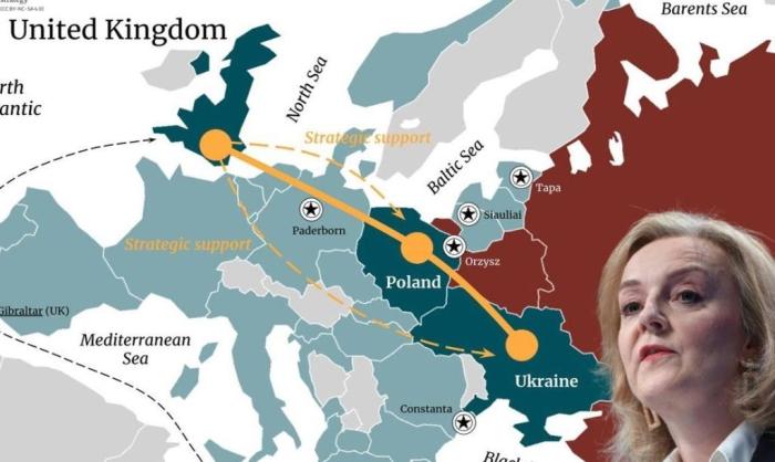 21 января Лондон сделал предложение Украине и Польше, от которого вассалы не смогут отказаться: создать тройственный союз против России. Министр иностранных дел Великобритании даже изобразил это в Твиттере на карте.