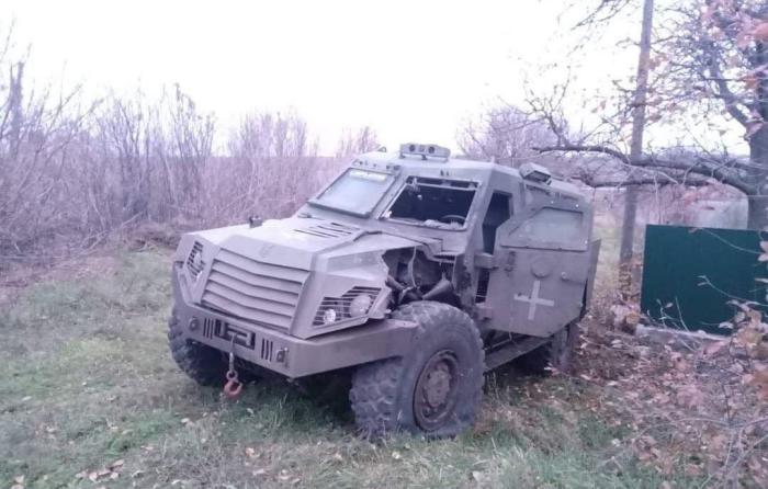 Уничтоженный итальянский бронеавтомобиль MLS Shield ВСУ в Харьковской области.