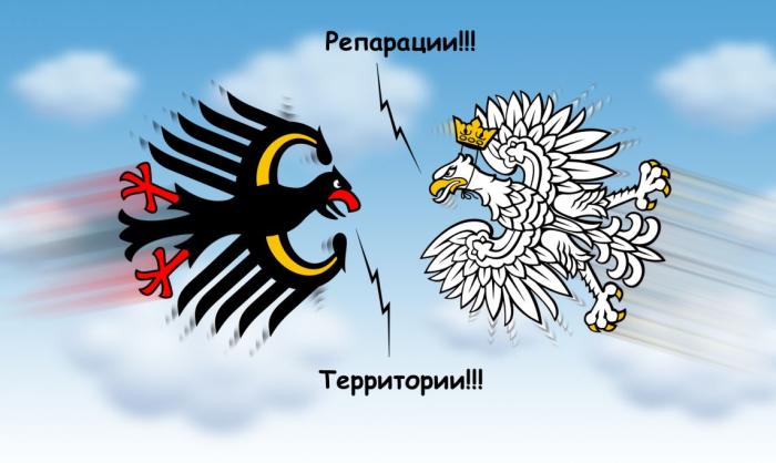 Варшава намерена требовать от Берлина репарации за ущерб во Второй мировой войне и уже обратилась за содействием к международным структурам и пятидесяти странам Европейского союза, Совета Европы и НАТО.