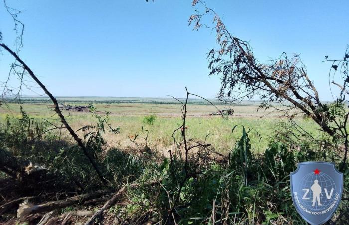Панорама сожжённой бандеровской техники. Фото сделано на Ореховском участке Запорожского направления.