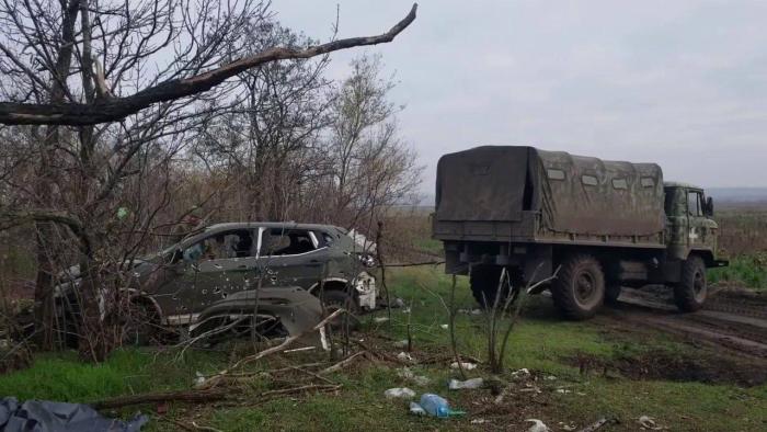 Уничтожение грузовика ГАЗ 66 ВСУ возле н.п. Терны