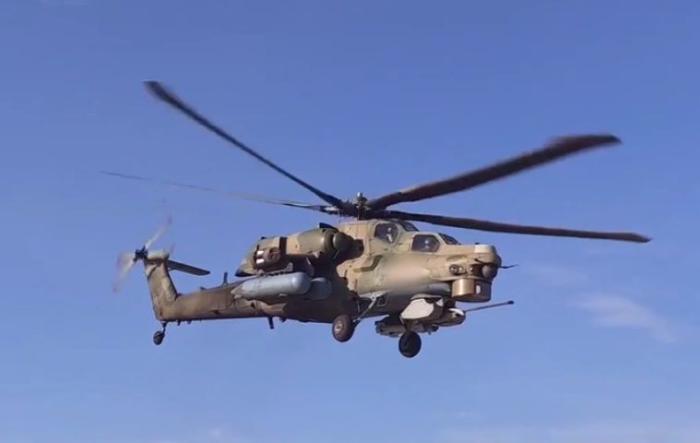вылет вертолёта Ми-28НМ «Ночной охотник» на боевое применение лёгких многоцелевых управляемых ракет Х-39 («Изделие 305») в приграничном районе Курской области