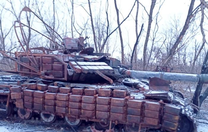уничтоженный украинский танк Т-64БВ на Покровском направлении