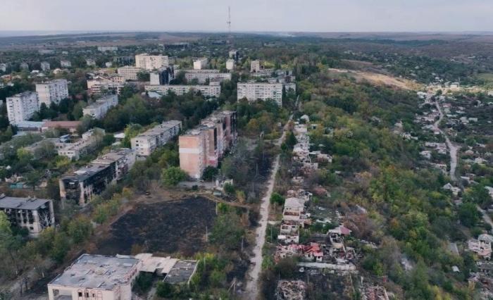 вид на Купянск с высоты птичьего полёта, источник Телеграм-канал Новый Купянск