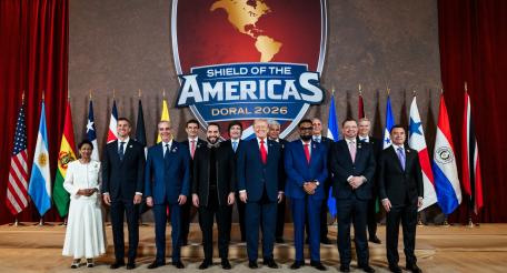 В марте 2026 года Трамп провёл во Флориде саммит «Щит Америк», на котором собрались более десятка лидеров стран Западного полушария