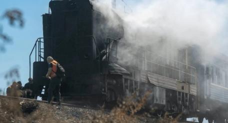 поражённый в Одесской области локомотив, источник МАХ-канал Хроники Гераней