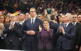 Предвыборный митинг коалиции Александара Вучича в Сербии