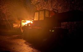 пять мощных прилётов ударных дронов Герань-2 уничтожили в Новгород-Северском Черниговской области место базирования строительной техники, используемой для возведения фортификаций, источник Телеграм-канал Первый Харьковский